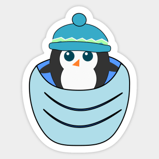 Cute penguin in a blue pocket Sticker